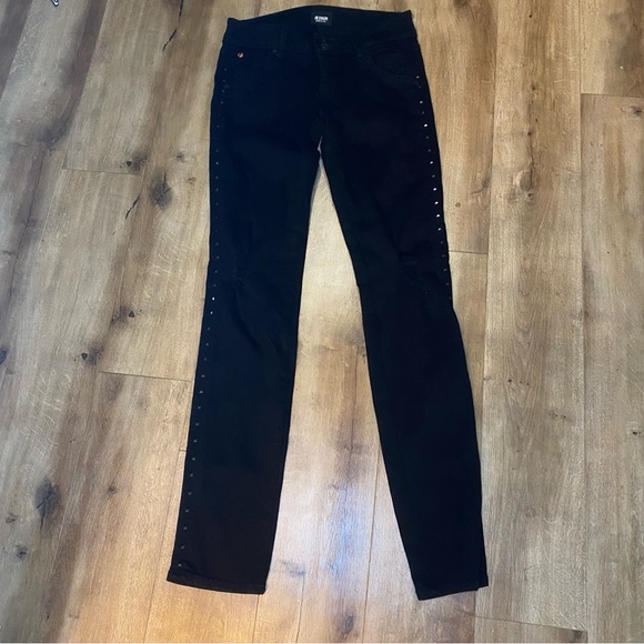 Hudson Collin Skinny Studded Mid Rise Black Skinny Jeans Size 27 - Picture 2 of 15